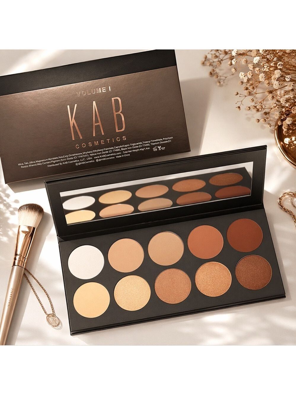 KAB Cosmetics Contour Palette Vol I Matte Bronzer Highlight Kit Neutral Shades